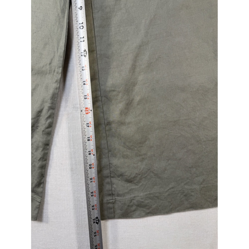 Evereve Sage Green Linen Blend Wide Leg Utility Pants Button Fly Size 26 - Picture 8 of 8
